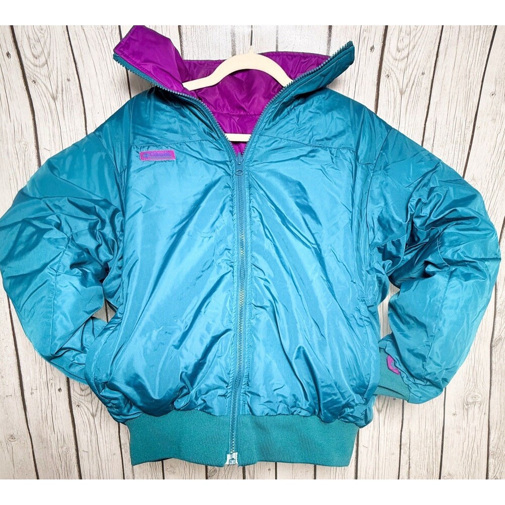 Columbia Women’s Down Puffer Jacket Size L Teal Purple Vintage